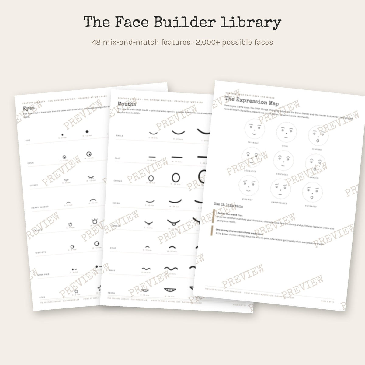 The Character Collection: 32 Pottery Templates With a Face